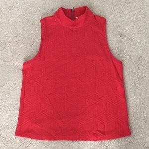 Red High Neck Sleeveless Shirt